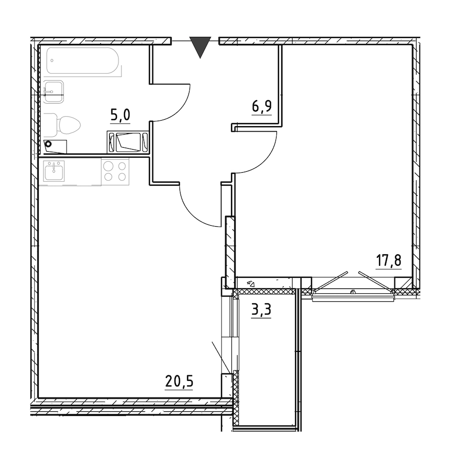 1-комнатная квартира 51.9 м², 6/8 эт., ЖК «Квартал Che»